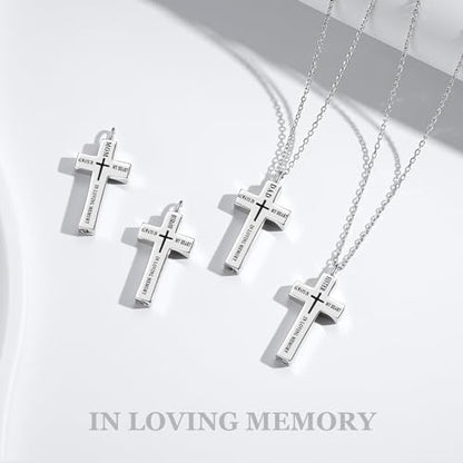 925 sterling silver cross souvenir ashes necklace urn pendant - color: SISTER