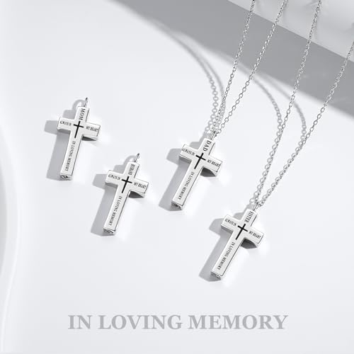 925 sterling silver cross souvenir ashes necklace urn pendant - color: DAD