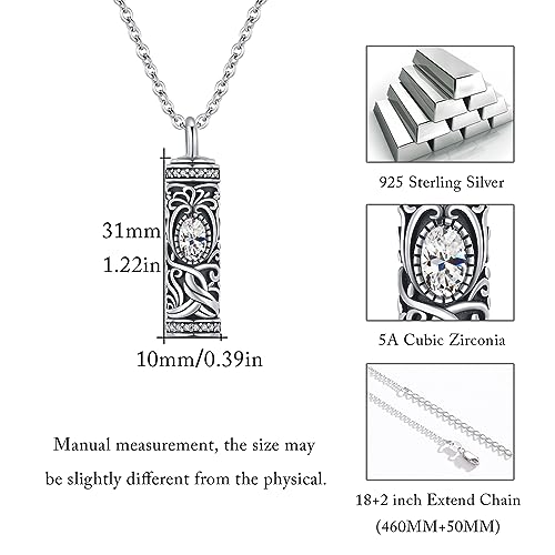 Urn Necklace for Ashes Cremation Jewelry 925 Sterling Silver Ashes Pendant Necklace Memorial Jewelry Gifts for Women Men Girls Boys - style: Tree of life-D-April-Created Dimond
