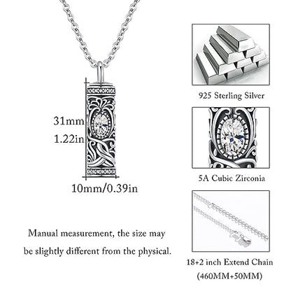 Urn Necklace for Ashes Cremation Jewelry 925 Sterling Silver Ashes Pendant Necklace Memorial Jewelry Gifts for Women Men Girls Boys - style: Tree of life-D-April-Created Dimond