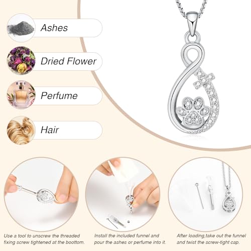 Oinsi Infinity Love Pet Cremation Jewelry for Ashes of Dog/Cat Funeral Keepsake Urn Necklace Pendant Memorial Jewellery - color: D-Sliver