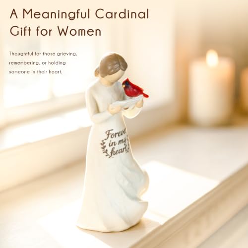 Cardinal Angel Resin Figurine Gift for Women, Sympathy Gifts for Loss of Loved One, Memorial for Mantel or Shelf Decor, Girl Holding Letter with Both Hands, Gift-Ready Keepsake - style: Girl Holding Letter