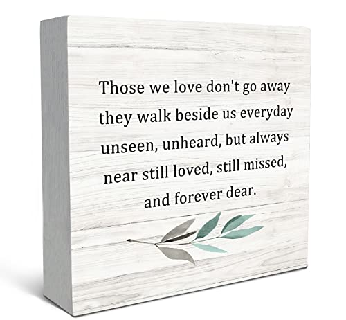SRADMO Those We Love Don't Go Away Wood Box Sign Desk Decor, Rustic Bereavement Memorial Wooden Block Box Sign Decoration For Home Living Room Shelf Table Decor, Bereavement Memorial Decoration - color: Those-white, size: 5 x 5 inches