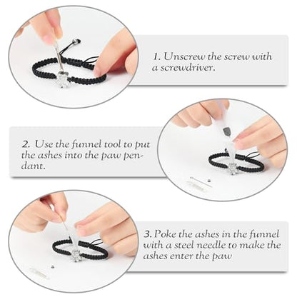 constantlife Cremation Bracelet for Pets Ashes - Dog Paw Pendant Bangle Stainless Steel Memorial Urn Jewelry - color: Z-Silver