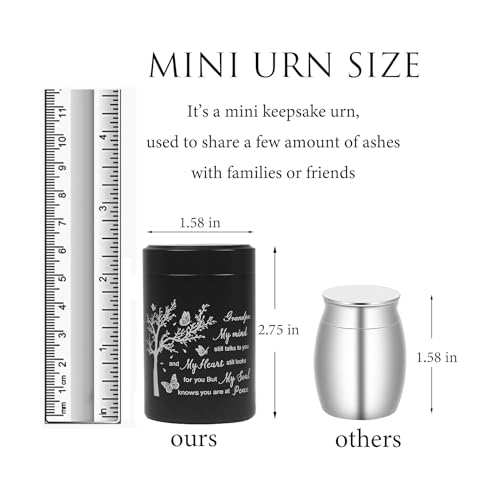 3 Inch Small Urn for Human Ashes Aluminum Mini Cremation Small Keepsake Box for Sharing Ashes Mini Urn-Grandpa - size: Black-Grandpa