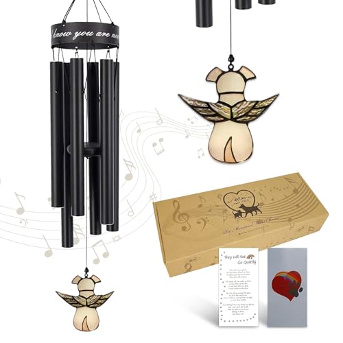 Pet Memorial Wind Chimes for Dogs, 30 Inches Paw Print Pet Remembrance Gift - color: Dogwings