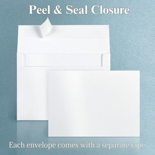 100 Pack Goefun White Shimmer Blank Note Cards and Envelopes (Not Folded) - color: shimmer white, size: 5x7