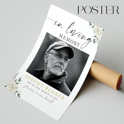 Personalized Funeral Welcome Sign with Photo for Celebration of Life #6 | Elegant Celebration Tribute Canvas Display, Celebration Tribute Board, Forever In Our Hearts Keepsake for Loved Ones - color: Version #6
