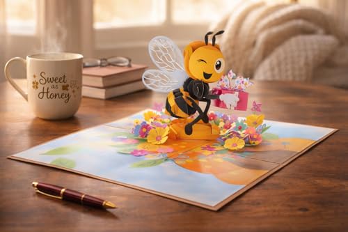 iGifts And Cards Happy Bee-Day 3D Pop-Up Card - Funny Birthday Present 6x8 | Honey Bee Design, Beehive Theme, Thinking of You, Mother's Day Greeting, Wife, Spouse, Valentine's Keepsake, Fun Celebration - color: Birthday Bee