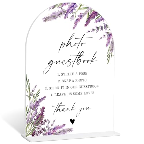 Photo Guest Book Sign, Lavender Wedding Centerpieces for Tables, Guest Book Alternatives, Bridal Shower Decorations, Acrylic Table Signs with Base for Wedding Reception and Bridal Party Decor, 2A - color: Photo Guest Book Sign-27