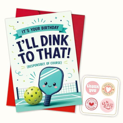Funny Pickleball Birthday Card, I'll Dink To That Paddle Gift | Pickleball Birthday Card For Pickleball Player, Paddle Sport Fan, Pickleball Lover, Funny Birthday Card With Dink Pun Paddle - color: sport10