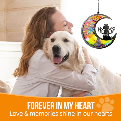 Dog Memorial Suncatcher,Pet Remembrance Gift with Sympathy Card,Tree of Life DIY Ornament for Loss of Dog(Angelic Halo) - color: Angel Halo