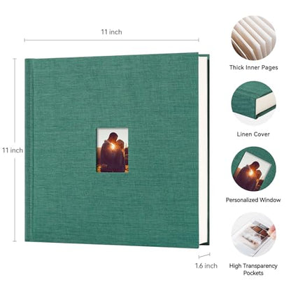 Instax Mini Photo Album with Writing Space, 168 Pockets, Green | Compatible with 2x3 inch & Polaroid Pictures, Recessed Clear Pockets, Wedding Guest Book and Family Memories - color: Green, size: 168 Pockets