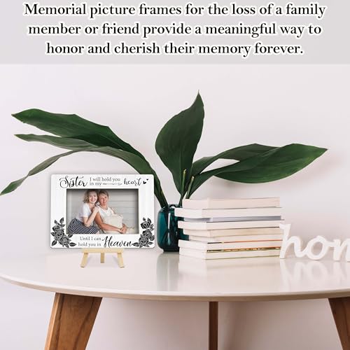 Loss of Sister Sympathy Gifts, Memorial Picture Frame, Remembrance Gifts Wooden Photo Frame with Easel, 4x6 Loss of Sister Picture Frame for Tabletop Display - G03 - style: Loss of Sister Picture Frame
