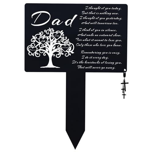 Dad Grave Decorations for Cemetery, Waterproof Metal Memorial Plaque - color: Dad