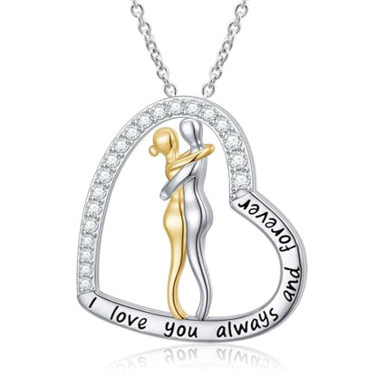 FLYOW S925 Sterling Silver Best Friend Couple Pendant Friendship Sun Moon Lotus Yin Yang Matching Bff Necklace for Women Jewelry - style: heart