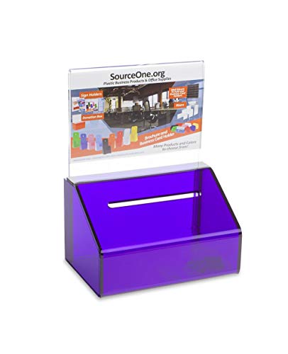 SOURCE ONE Acrylic Heavy Duty Donation/Ballot Box with Lock and Sign Holder - color: Purple, size: 2 Pack