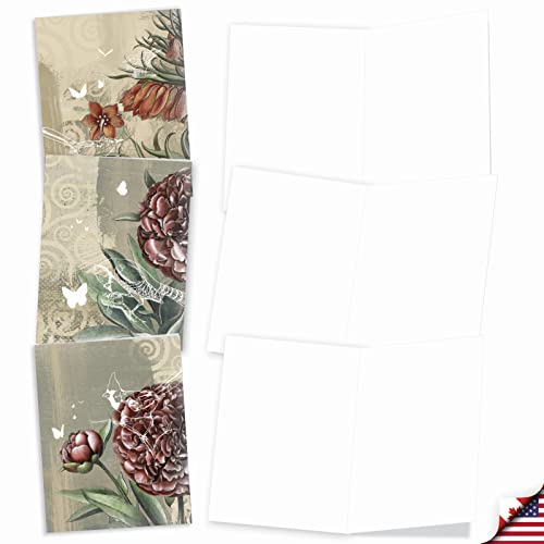 The Best Card Company - 10 Assorted Flower Cards Blank for Women (4 x 5.12 Inch) - All Occasion Floral Greetings Boxed - Floral Collages M2986OCB - style: Floral Collages