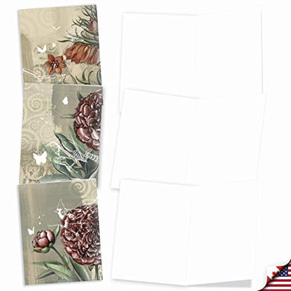 The Best Card Company - 10 Assorted Flower Cards Blank for Women (4 x 5.12 Inch) - All Occasion Floral Greetings Boxed - Floral Collages M2986OCB - style: Floral Collages