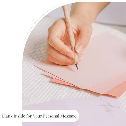 Paper Play Pink Thank You Cards with Envelopes, Gold Foil Text (40 Pack) | 5 x 3.5", Pink Textured Surface, Heavyweight Cardstock, Matching Gold Foil Stickers, For Baby Shower, Wedding, Bridal Shower, - color: Pink Tones