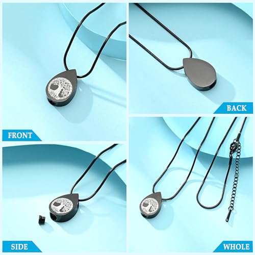 Hearbeingt Teardrop Urn Necklaces for Ashes Tree of Life Memorial Locket - color: Teardrop-Customize