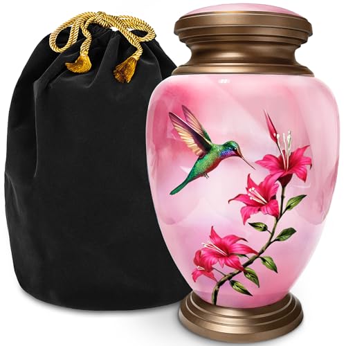 Pink Hummingbird Cremation Urn for Adult Human Ashes – Large Memorial Urn for Women, A Loving Tribute with Grace, Beauty & Quiet Strength - color: Light Pink, size: Large Adult