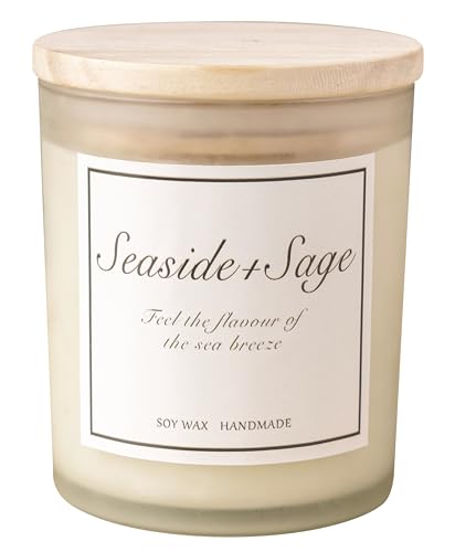 Seaside & Sage Candle, Summer Sea Breeze Scented Candle, Aromatherapy Gifts for Women, Feel The Flavour of Sea Breeze, Natural Soy Wax & Natural Essential Oils - color: Seaside & Sage