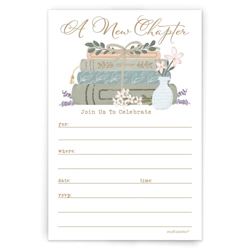m&h invites Book Invitations With Envelopes (20 Count) - A New Chapter Storybook Invitations For Book Theme Baby Shower, Bridal Shower, Retirement
