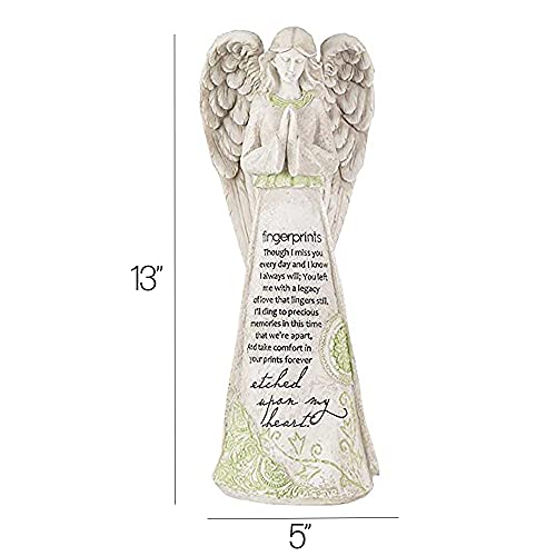 Dicksons Fingerprints Etched Upon My Heart 11.25 Inch Resin Tabletop Praying Angel Figurine
