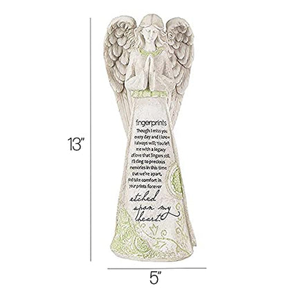 Dicksons Fingerprints Etched Upon My Heart 11.25 Inch Resin Tabletop Praying Angel Figurine