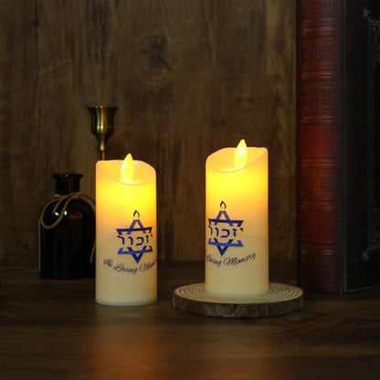 2 Pcs Electric Yahrzeit Candle - Flameless Yahrzeit Jewish Memorial Candle for Loss of Loved One, White Yizkor Light Yertzite Sympathy Bereavement Gifts (Style1)