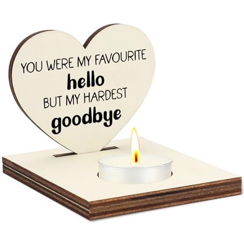 You were My Favourite Hello but My Hardest Goodbye Memorial Candle Holder, Wooden Heart Tea Light Stand, Sympathy Bereavement Gift for Loss of Loved One, in Loving Memory Home Décor Keepsake, CCA737 - color: Beige - You Were My Favourite Hello