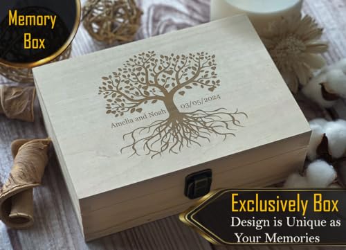 Personalized Name Gifts in Memory of Loved Tree of Life - Custom Engraved Keepsake Box for Cherished Memories & Tributes