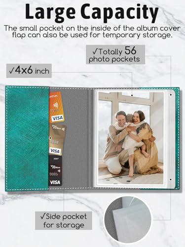 Photo Album 4x6, 56 Pockets Small Picture Book Cute Elephant | Mini, Postcard Vacation Travel Wedding Graduation, PU Leather Family Grandma Child Mom Gift, Personalized Large Capacity - color: Elephant