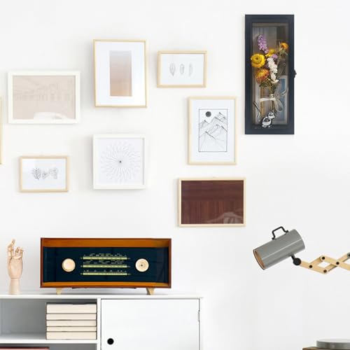 5x12.5 Wall Mounted Shadow Box Frame with Real Glass,Black - color: Black, size: 5*12.5