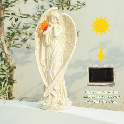 Angel Garden Statues Outdoor, Angel Figurine with Butterfly Solar Lights - style: Butterfly-2