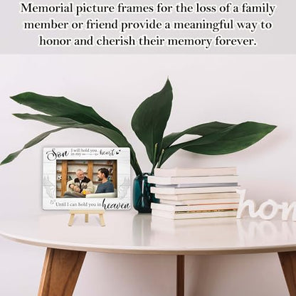 Memorial Gifts for Loss of Son, Memorial Picture Frame, Sympathy Gifts Wooden Photo Frame with Easel, 4x6 Child Loss Picture Frame for Tabletop Display - G02 - style: Loss of Son