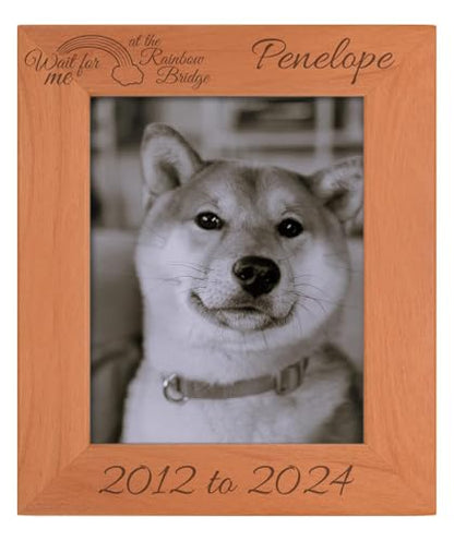 Bereavement Gifts For Women Rainbow Bridge Memorial Frame With Custom Text Personalized Wood Engraved Portrait 8x10 Photo Frame