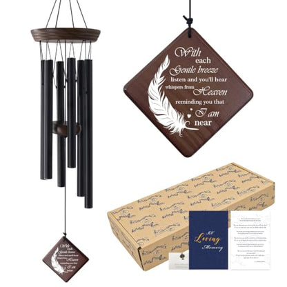 Memorial Wind Chimes for Outside, Sympathy Gift for Loss of Loved One - size: Feathers