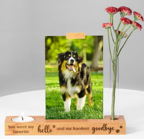 Dog Memorial Gifts – Pet Remembrance Keepsake, Sympathy Gift for Loss, Memorial Picture Frame Fits 4x6 In Photo with Vase and Photo Frame, Engraved Stand Handicraft (You were)