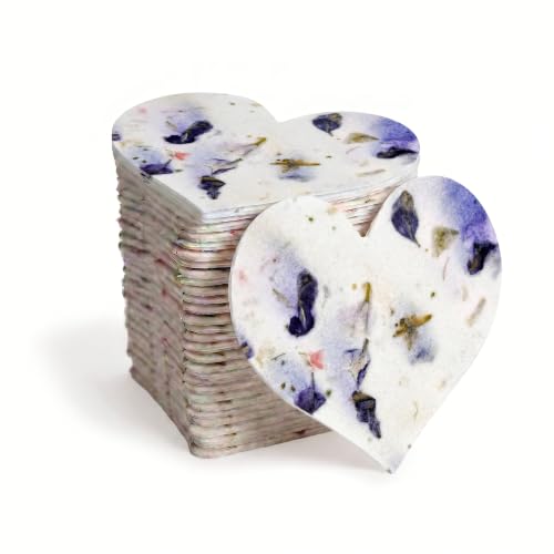 50 Large (2.5" h x 2.85" w) Purple Heart Gift Wrap Tags | Writable & Plantable Gift Tags Seed Paper, Mom's Gift for Birthday, Use for Wedding, Baby Shower, Party Favors, & DIY Crafts - color: Purple Heart, size: Large