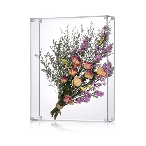 13x16 Acrylic Shadow Box, Assemble Display Case, DIY Tabletop/Wall Mount Display Frame, All Clear Memory Box for Dried Flowers/Kids Room/Birthday/Wedding/Party(13x16x3”, Assemble Frame) - size: 13x16", Assembly Frame