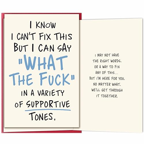 Funny Get Well Card Gift for Friend, Sarcastic Support Card Gift for Best Friend Coworker, Humorous Encouragement Cards for Tough Times - color: What The F*ck