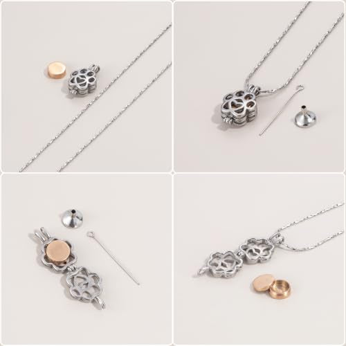 Paw Print Urn Necklace for Pet Ashes Stainless Steel Memorial Locket Cremation Jewelry Dog/Cat Keepsake Pendant with Mini Case Sympathy Gift for Pet Lovers Women Men - color: Silver-Rose Gold