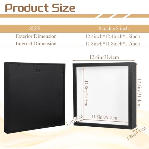 4 Pack Shadow Box Frames, 12 x 12 Inches Square Artificial Board Shadow Boxes Display Case, Black 3D Picture Frames for Photos, Dried Flowers, Wall Mounted Handicraft Photo Frame - color: Black, size: 12X12