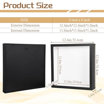 4 Pack Shadow Box Frames, 12 x 12 Inches Square Artificial Board Shadow Boxes Display Case, Black 3D Picture Frames for Photos, Dried Flowers, Wall Mounted Handicraft Photo Frame - color: Black, size: 12X12