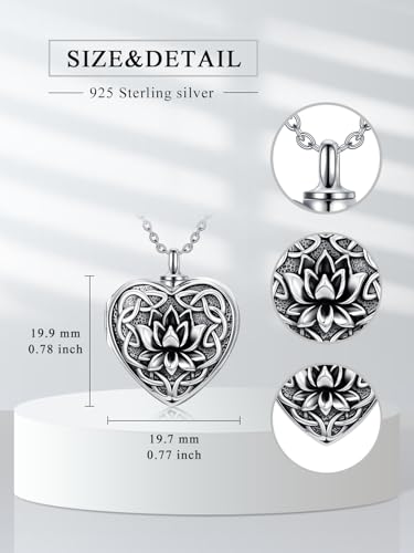 Dorunmo Personalized Locket Urn Necklace 925 Sterling Silver Pictures Photo Keep Someone Near to You Custom Lockets Jewelry Letters Engraving for Women - color: N-Lotus, style: Locket Only
