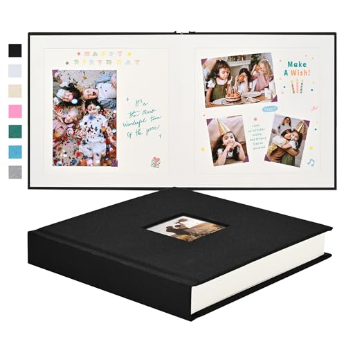 Pssoss 8x8 Inch DIY Scrapbook Album, Linen Hardcover, 40 Pages, Black - color: Black, size: 8 x 8 Inch 40 Pages