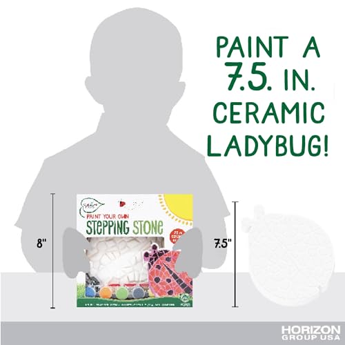 Creative Roots Mosaic Ladybug Stone, Includes 7-Inch Ceramic Stepping Stone & 6 Vibrant Paints, DIY Garden Stepping Stone Kit for Kids Ages 6+ - style: Ladybug