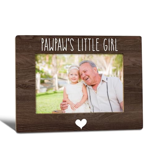 Pawpaw Grandpa Gifts from Granddaughter Picture Frame, Grandpa Gifts for Father's Day, Pawpaw's Little Girl Photo Frame 4x6, Grandfather Wooden Photo Picture Frames for Desk Tabletop Decor - color: pawpaw's girl